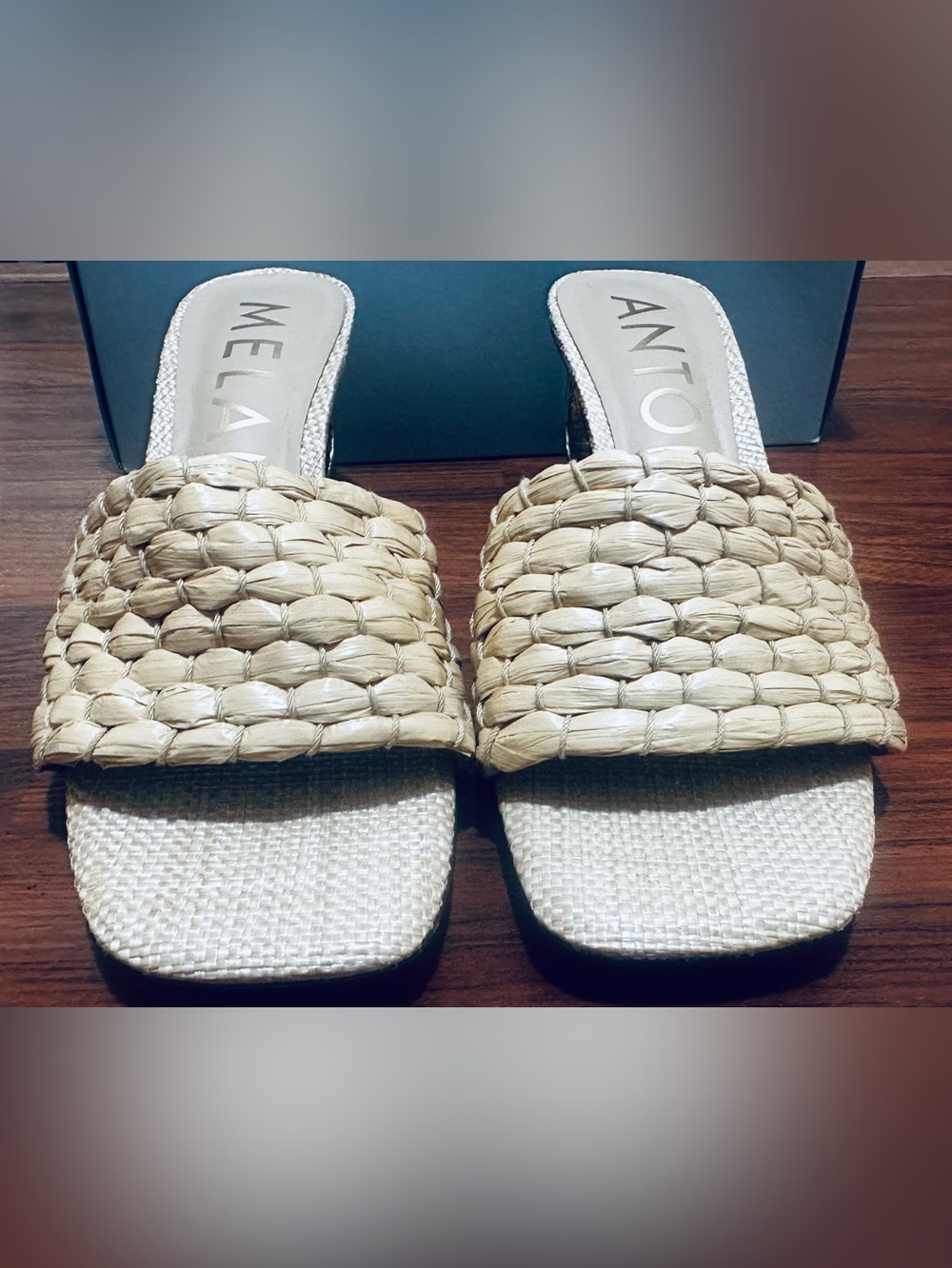 ANTONIO MELANI Natural Woven Slide Mules